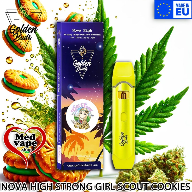H4CBH×CRDP total95% 1ml GirlScoutCookies NOVA HIGH GIRL SCOUT COOKIES 1ML VAPE - GOLDEN BUDS